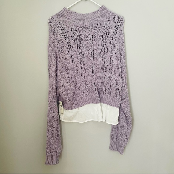 ANTHROPOLOGIE NWT Maeve Layered Peplum Turtleneck Light Purple & White - Picture 5 of 16